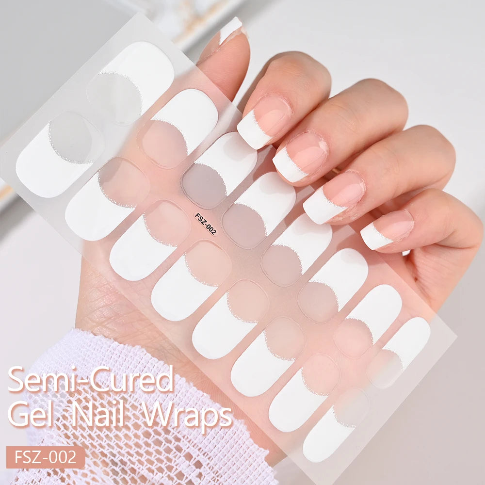 Autocollants d'art d'ongle semi-durci, 16 embouts
