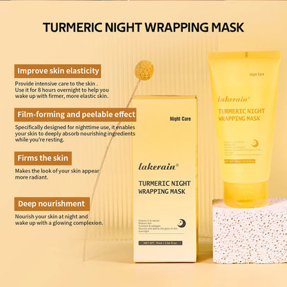 Acide kojique curcuma enveloppe la nuit masque pelable nourrit hydrolysé collagène brillant peau Firmnes coréen soins de la peau