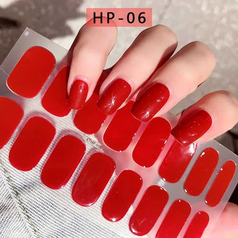 Autocollants d'art d'ongle semi-durci, 16 embouts