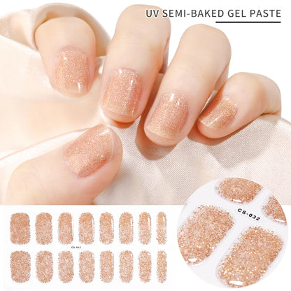 Autocollants d'art d'ongle semi-durci, 16 embouts