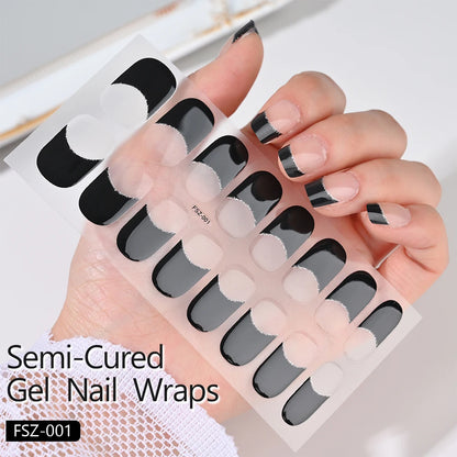 Autocollants d'art d'ongle semi-durci, 16 embouts