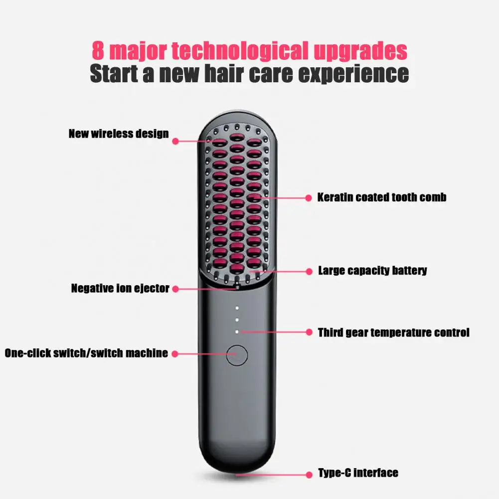 Brosse à Lisser sans Fil, Températures Réglables, Chauffage Rapide
