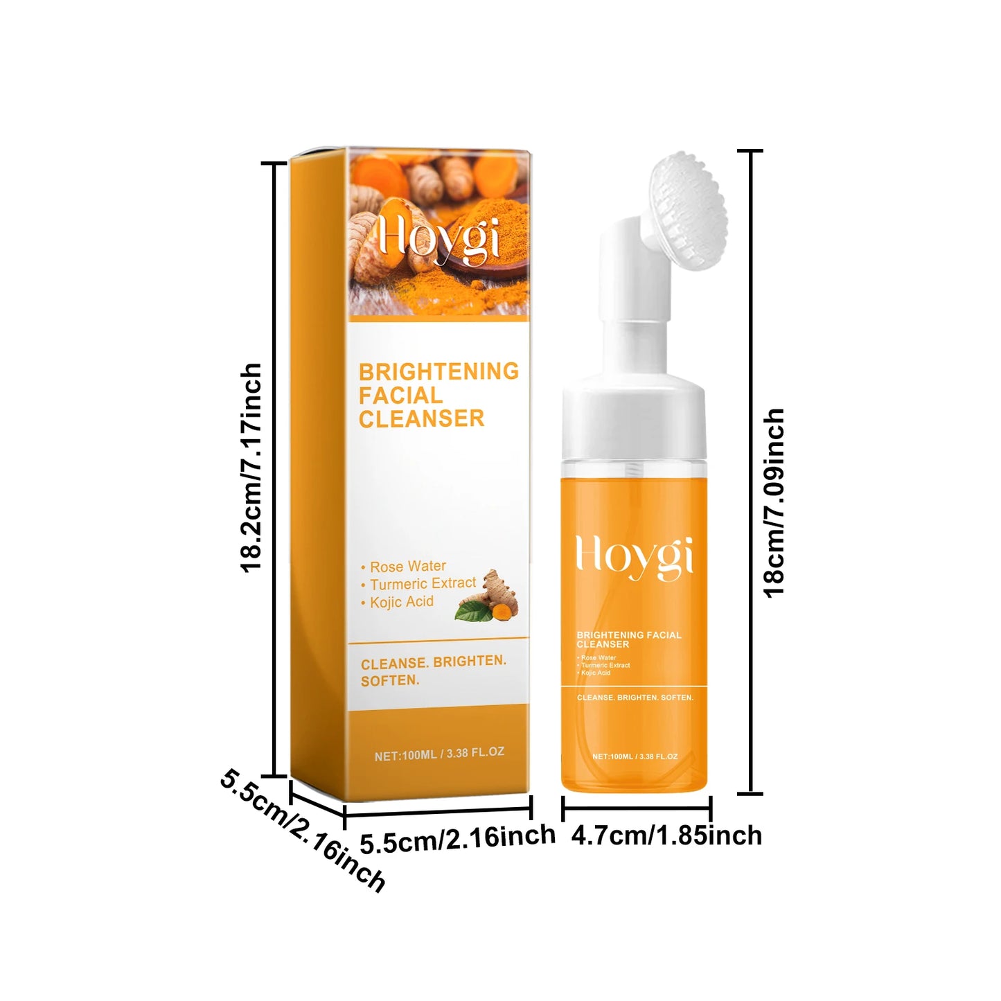 Nettoyant au curcuma, nettoyage en profondeur, acide kojique, dissolvant de points noirs, nettoyage de la peau, contrôle de l'huile, estompe les marques d'acné, mousse éclaircissante