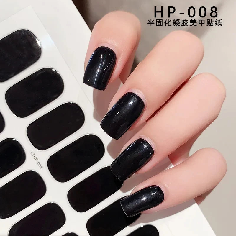 Autocollants d'art d'ongle semi-durci, 16 embouts