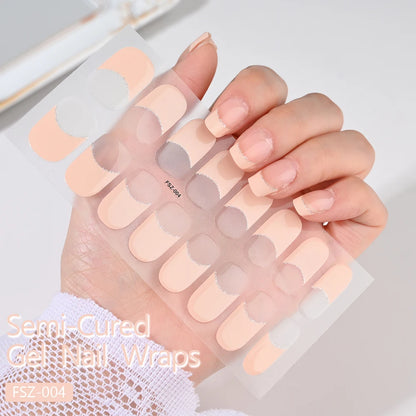 Autocollants d'art d'ongle semi-durci, 16 embouts