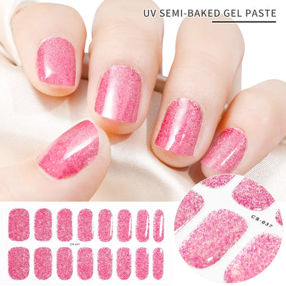 Autocollants d'art d'ongle semi-durci, 16 embouts