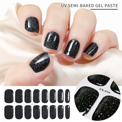 Autocollants d'art d'ongle semi-durci, 16 embouts