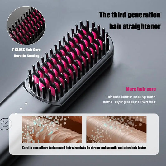 Brosse à Lisser sans Fil, Températures Réglables, Chauffage Rapide