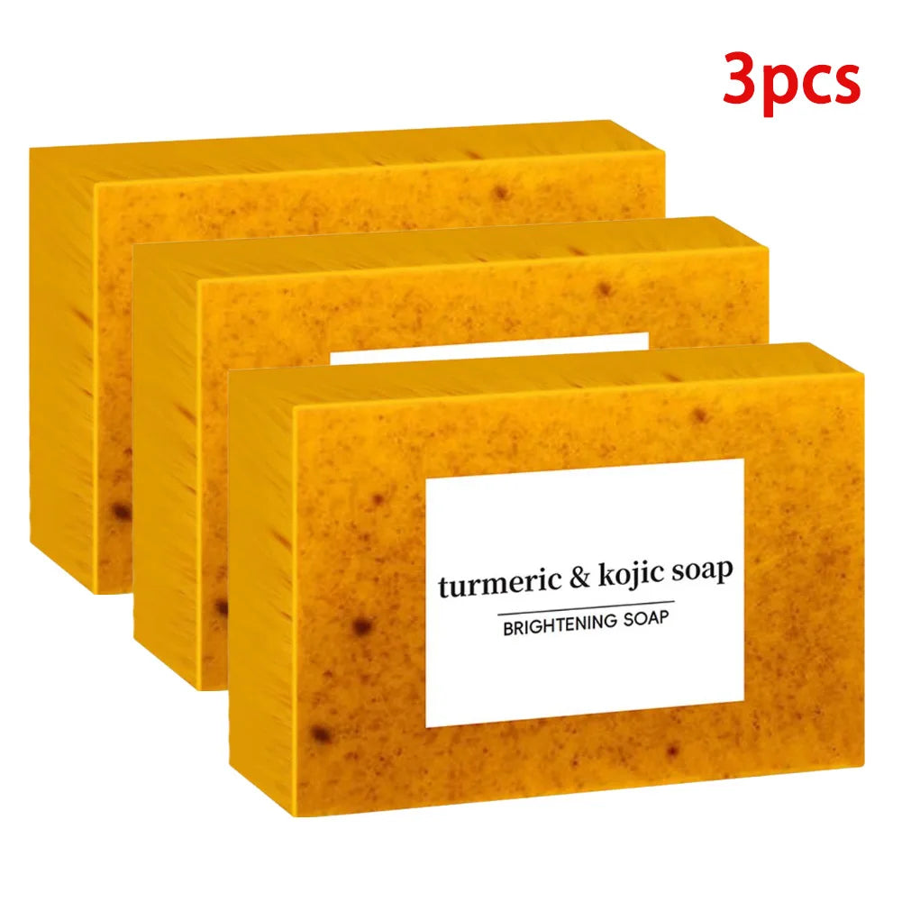 Savon fait à la main au curcuma, savon à l'acide kojique au citron, savon de douche et pour le visage, nettoyage en profondeur pour les soins de la peau du visage et du corps, 100g