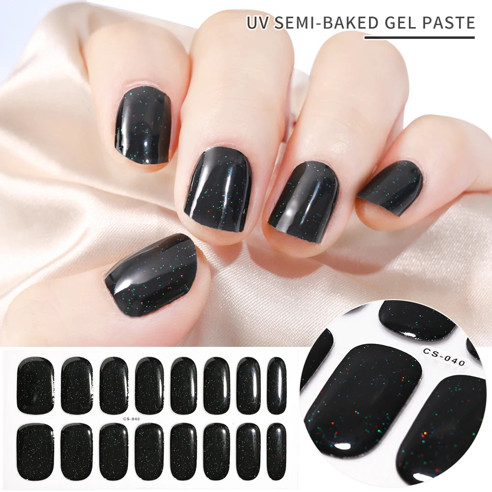 Autocollants d'art d'ongle semi-durci, 16 embouts