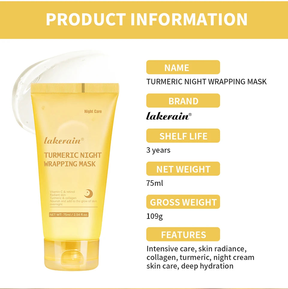 Acide kojique curcuma enveloppe la nuit masque pelable nourrit hydrolysé collagène brillant peau Firmnes coréen soins de la peau