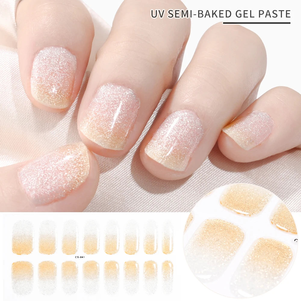 Autocollants d'art d'ongle semi-durci, 16 embouts