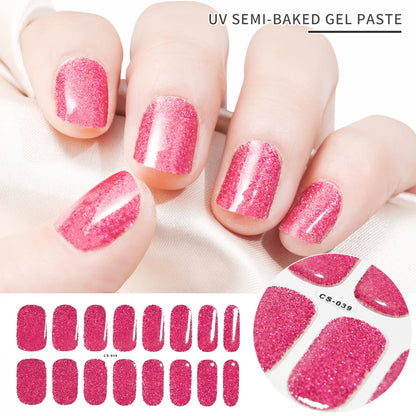 Autocollants d'art d'ongle semi-durci, 16 embouts