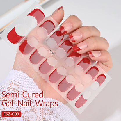Autocollants d'art d'ongle semi-durci, 16 embouts