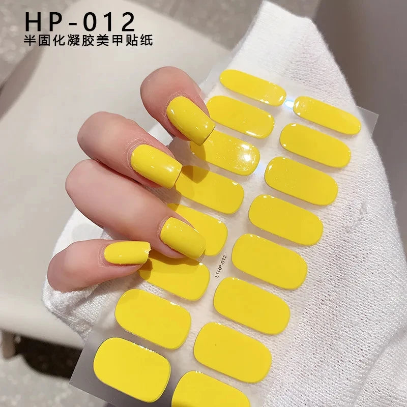 Autocollants d'art d'ongle semi-durci, 16 embouts